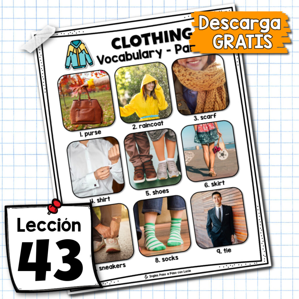 Vocabulario de ropa en inglés